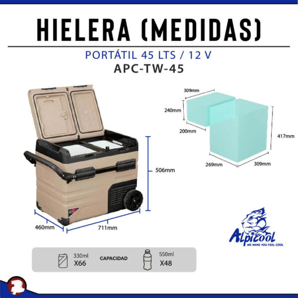 HIELERA REFRIGERADOR PORTATIL 45 LTS / 12V - Image 2