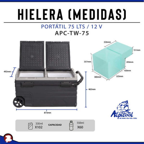 HIELERA REFRIGERADOR  PORTATIL 75 LTS /12V - Image 2