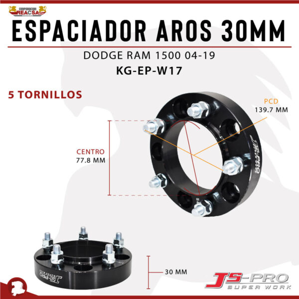 ESPACIADOR AROS 30MM (5x139.7) CENTRO 77.8 MM RAM 04-15