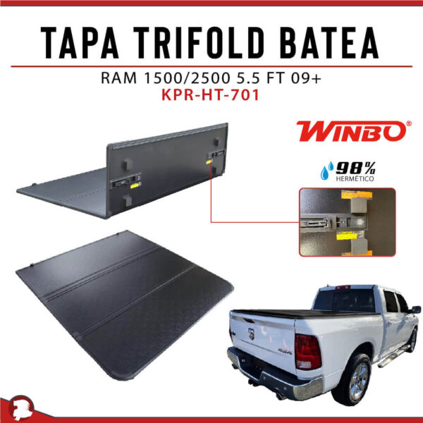 TAPA TRIFOLD BATEA FORD F150 15+ RAM 1500/2500 5.5 FT 09+ - Image 2