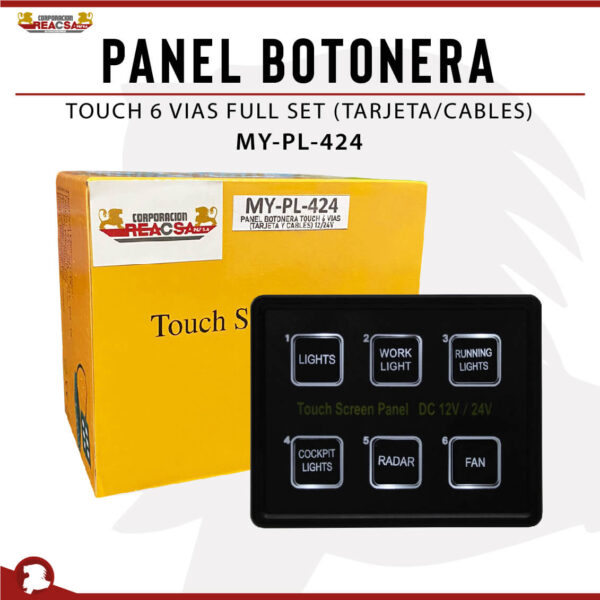 PANEL BOTONERA TOUCH 6 VIAS (TARJETA Y CABLES) 12/24V