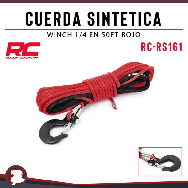 CUERDA SINTETICA WINCH 1/4 EN 50FT ROJO