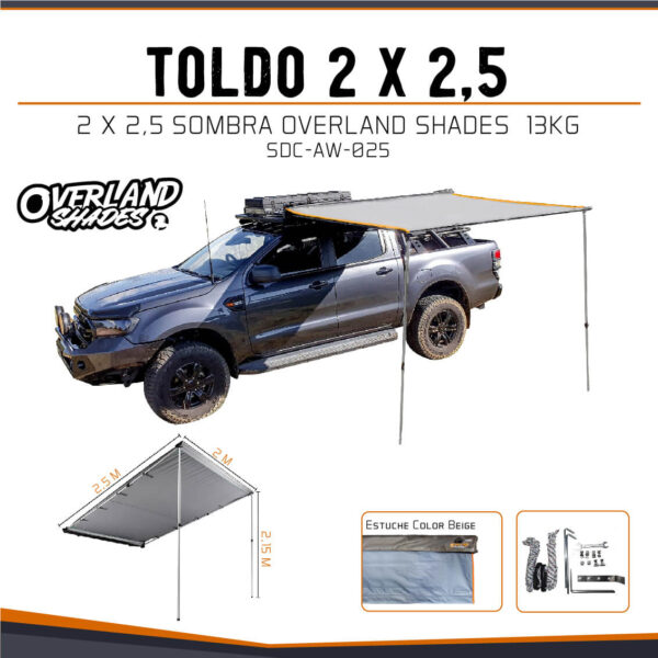 TOLDO 2 LARGO X 2.5 SOMBRA OVERLAND SHADES 13KG - Image 3